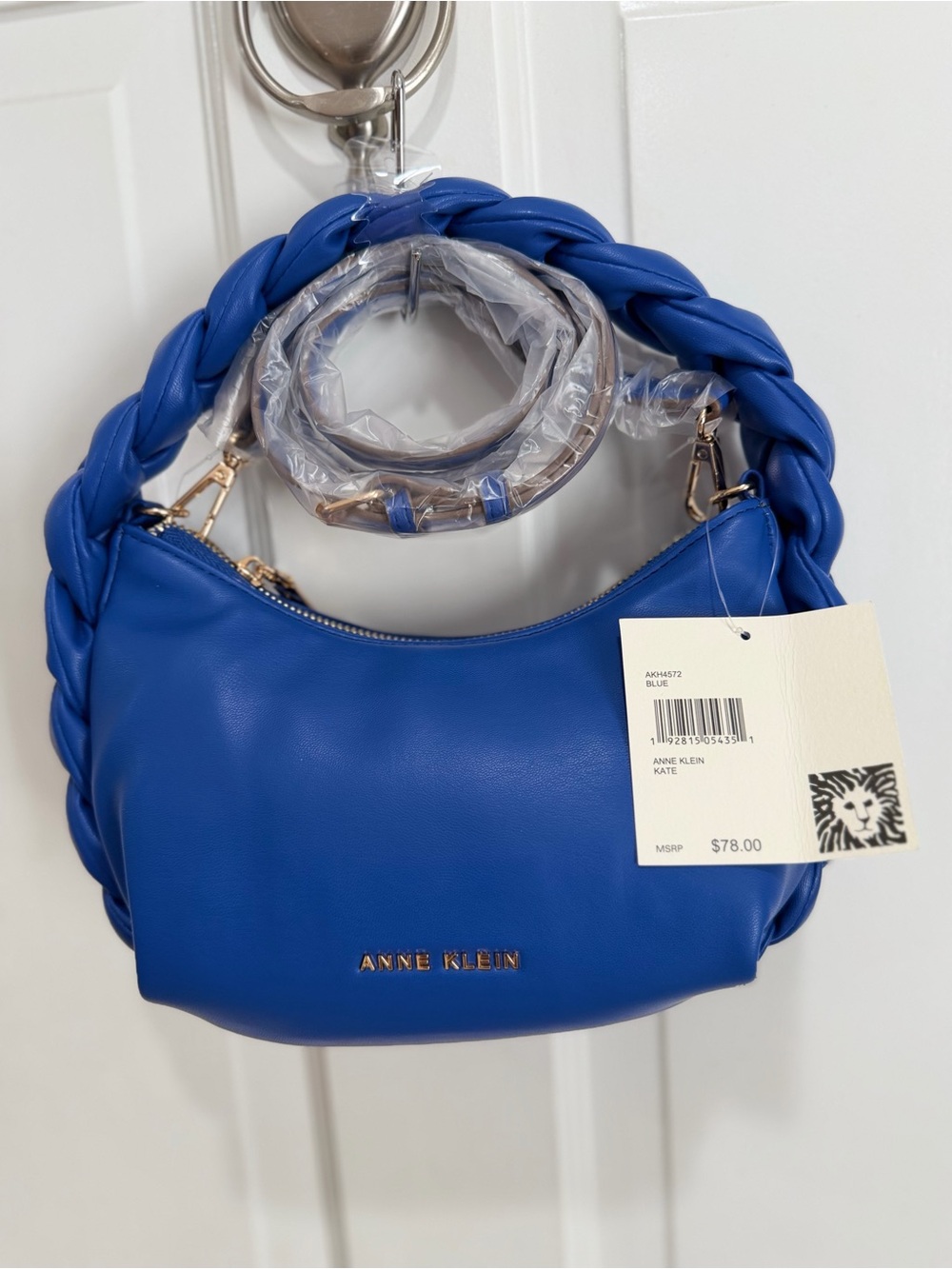 Anne Klein Royal Blue Braided-Handle Shoulder Bag